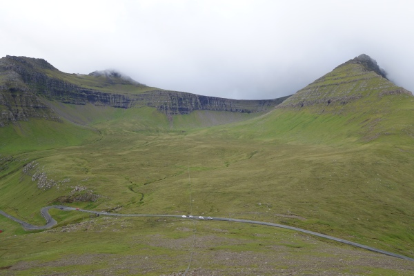 Faroe Islands Hike Hvíthamar Looking Back (Those White Things Are Cars)